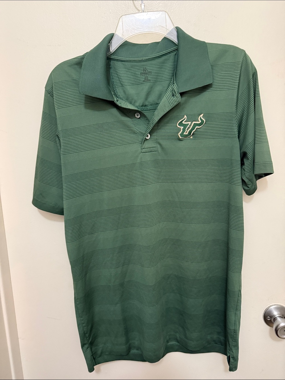 Knights Apparel Green Men's Striped Polo with Embroidered Logo
